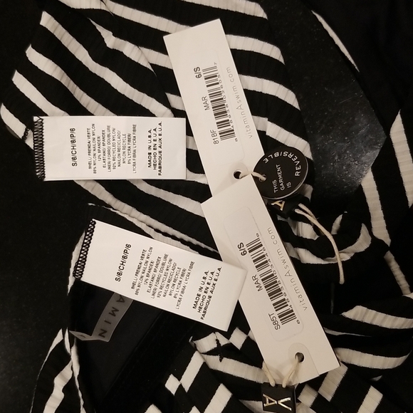 💕VITAMIN A💕 Marin Black Stripe Bikini Havana Crop Top + Tulum Bottom 6 S NWT - Picture 15 of 16